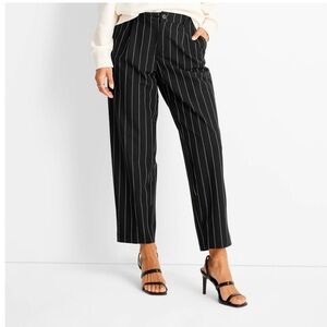 Women's Black Pinstripe Pleated Pants
